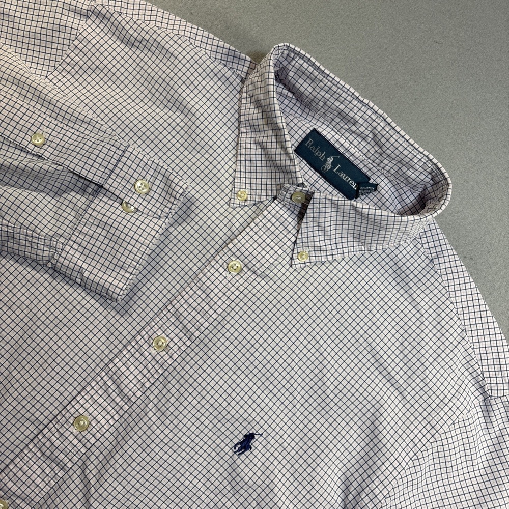 Lauren Ralph Lauren Shirt Mens Pink Blue‎ Gingham Classic Fit Button up 17 34/35
